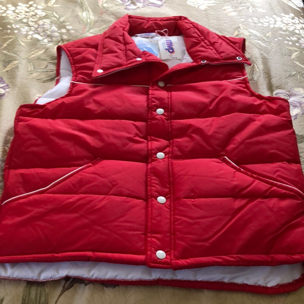 MVP Brand - Vintage red vest. White inside. Made in Bayshore, NY USA.